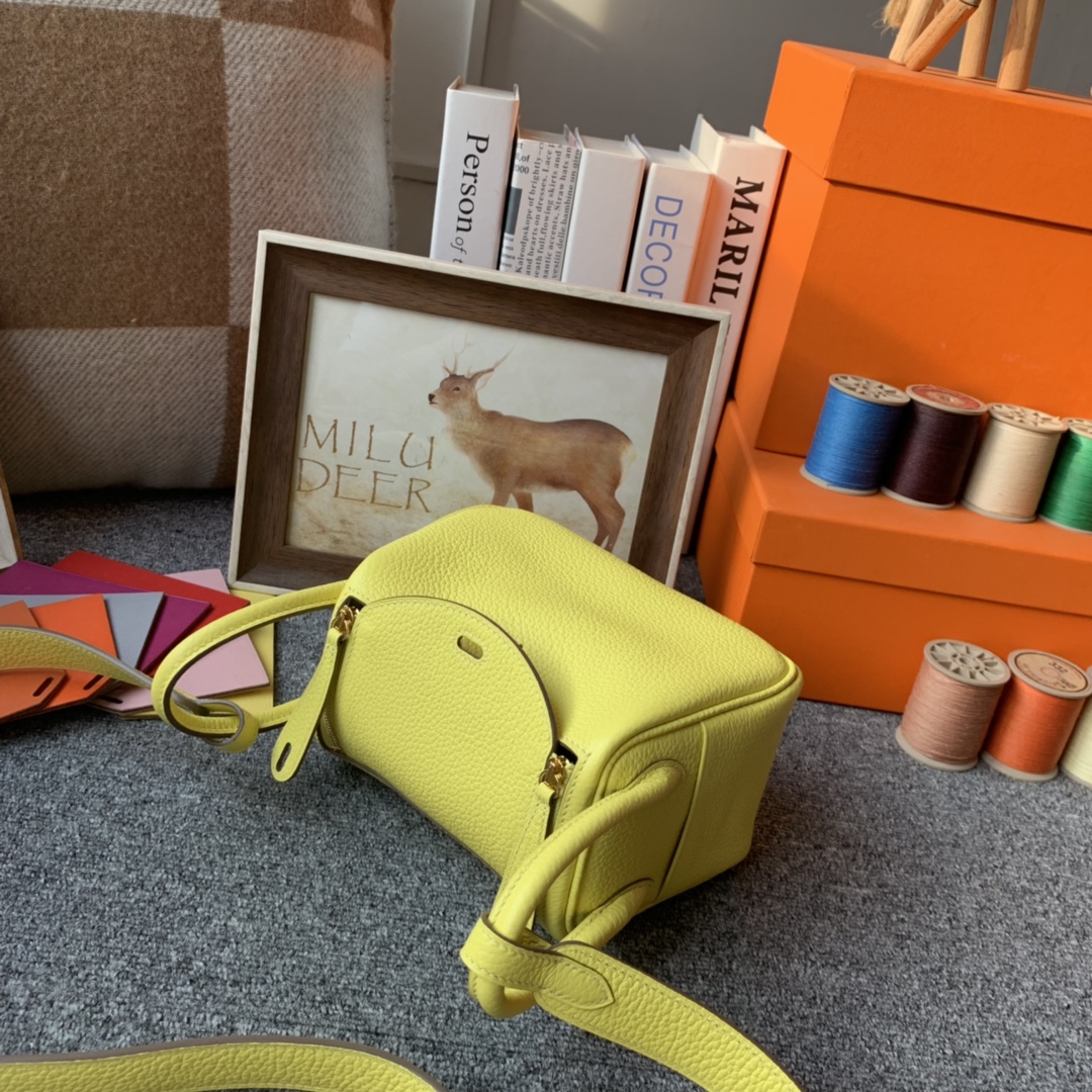 에르메스 미니 린디백 리몬첼로 금장 끌레망스 가죽